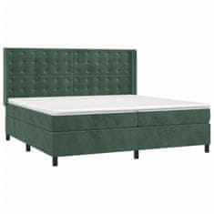 Vidaxl Box spring postelja z vzmetnico LED tem. zelena 200x200cm žamet