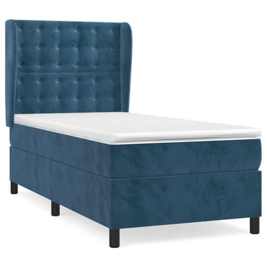Vidaxl Box spring postelja z vzmetnico temno modra 80x200 cm žamet