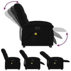 Vidaxl Električni masažni naslanjač s funkcijo vstajanja črn