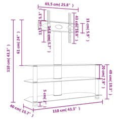 Vidaxl Kotno TV stojalo 3-nadstropno za 32-70" črno in srebrno