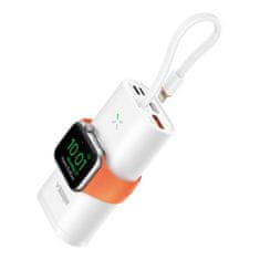 VEGER prenosna baterija MagFan, 10000 mAh, vgrajen kabel in Apple Watch polnilnik, bela (W1162S)