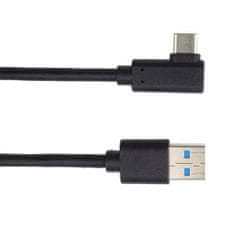 Kabel USB tipa C/M - USB 3.0 A/M 90° ukrivljen priključek, 1 m