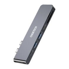 Choetech choetech hub-m14 priklopna postaja za macbook pro, 7-v-2 usb-c, thunderbolt 3 (srebrna)