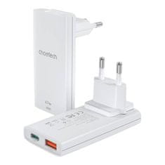 Choetech choetech mini potovalni polnilec pd6011 pd65w gan slim usb-a+c (bel)