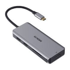 NEW MOKiN Adapter/priključna postaja 9 v 1 USB C na 2x USB 2.0 + USB 3.0 + 2x HDMI + DP + PD + SD + Micro SD (srebrna)