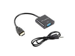 Lanberg adapter HDMI (M) za VGA (F) + kabel Minijack 3,5 mm (F) 20 cm