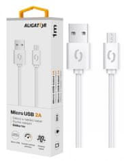 Aligator Podatkovni kabel 2A, Micro USB, bel