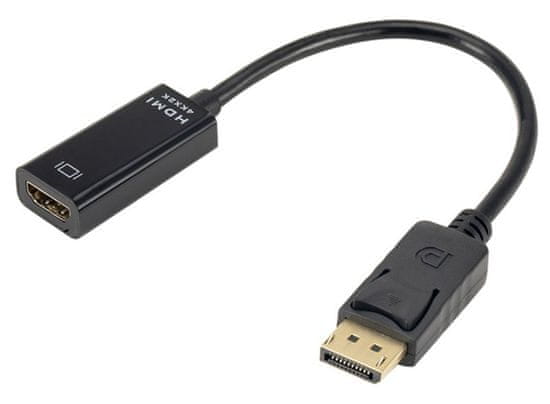 XtendLan DisplayPort (M) na HDMI (F) adapter, 15 cm, črn, za 4k