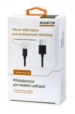 Aligator Podatkovni kabel s podaljšanim priključkom microUSB, 2A, črn