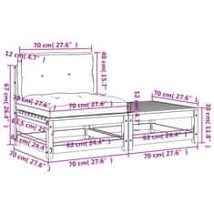 Vidaxl Vrtni kavč brez naslonjal z blazinami in stolčkom za noge
