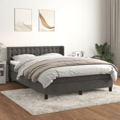 Vidaxl Box spring posteljni z vzmetnico temno siv 140x190 cm žamet