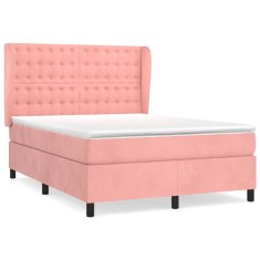 Vidaxl Box spring postelja z vzmetnico roza 140x200 cm žamet