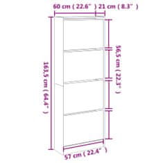 Greatstore Omarica za čevlje bela 60x21x163,5 cm inženirski les