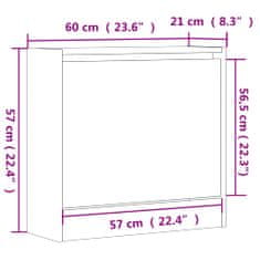 Vidaxl Omarica za čevlje rjavi hrast 60x21x57 cm inženirski les