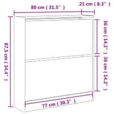 Vidaxl Omarica za čevlje siva sonoma 80x21x87,5 cm inženirski les