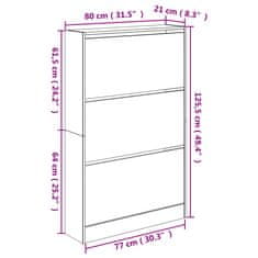 Vidaxl Omarica za čevlje črna 80x21x125,5 cm inženirski les