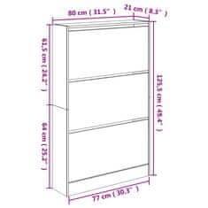 Vidaxl Omarica za čevlje bela 80x21x125,5 cm inženirski les