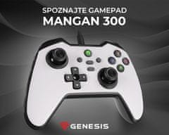 Genesis Mangan 300 žični igralni plošček, Windows/Android/Nintendo, torbica, bel