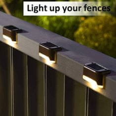 Netscroll 4-delni komplet vodoodpornih LED solarnih vrtnih luči, za stopnice, teraso, ograjo, osvetlitev vrtne potke, hitro polnjenje, prihranek pri stroških elektrike, avtomatski priklop, PatioLights