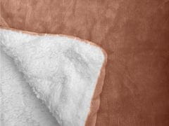 Ljubki dom Luksuzna rjavo-oranžna deka z ovčko iz mikropliša, 150x200 cm
