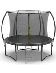 Ljubki dom Črn vrtni trampolin JUMP 305 cm z zaščitno mrežo in lestvijo