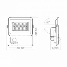 VIDEX Led reflektor LED-PIR-LUCA-50W-NW bel