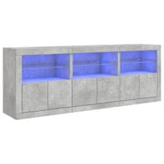 Vidaxl Komoda z LED lučkami betonsko siva 181,5x37x67 cm