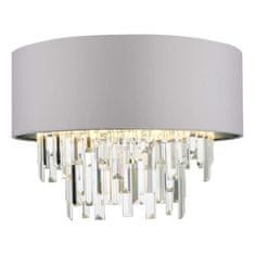 shumee Stropna stropna svetilka Halle 4 Light Flush Grey Shade Crystal