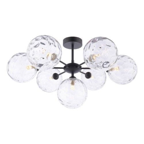 shumee Cohen 7 Light Semi Flush Matt Black prozorna 150 mm steklena stropna svetilka