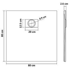 Vidaxl Kad za tuš SMC črna 80x80 cm