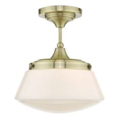 shumee Caden Bathroom Semi Flush Antique Brass Opal Glass IP44 stropna svetilka