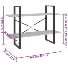 Vidaxl Knjižna omara 2-nadstropna betonsko siva 100x30x70cm iverna pl.