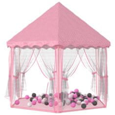 Vidaxl Princeskin šotor za igranje z 250 žogicami roza 133x140 cm