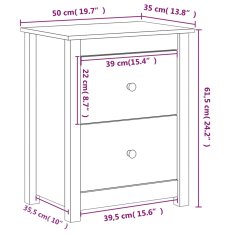 Vidaxl Nočna omarica 2 kosa črna 50x35x61,5 cm trdna borovina