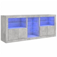 Vidaxl Komoda z LED lučkami betonsko siva 181,5x37x67 cm