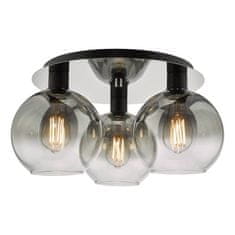 shumee Stropna svetilka Lycia 3 Light Flush Matt Black Smoked Ombre Glass