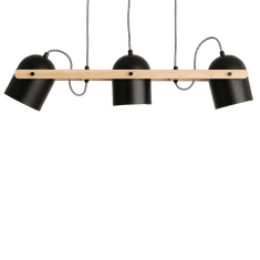 shumee Retro črna lesena viseča svetilka reflektorji 100 cm 3xE27 Abruzzo Caribi