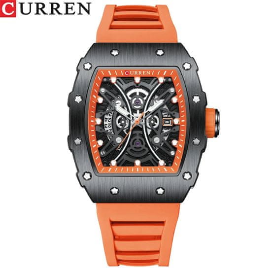 Curren 8438 watch za moške nov pravokotnik skeleton quartz watch moške poslovne luksuzne zapestne ure vodoodporna datum človek uro