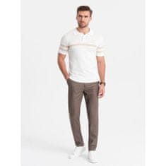 OMBRE Klasične moške hlače chino SLIM FIT temno bež V2 OM-PACP-0182 MDN124458 S