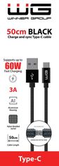 WG Podatkovni kabel USB-A_tip-C, 3 A, črn, 50 cm