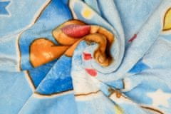 Ljubki dom Modra otroška deka MEDVEDEK NA LUNI, 80x110 cm