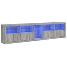 Vidaxl Komoda z LED lučkami siva sonoma 283x37x67 cm