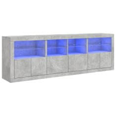 Vidaxl Komoda z LED lučkami betonsko siva 202x37x67 cm