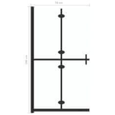 Vidaxl Zložljiva pregrada za tuš prozorno ESG steklo 70x190 cm