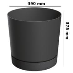 botle Okrogel cvetlični lonec s podstavkom Ø39 cm mat antracitna barva