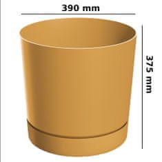 botle Okrogel cvetlični lonec s podstavkom Ø39 cm matirano rumene barve