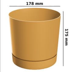 botle Okrogel cvetlični lonec s podstavkom Ø17,8 cm matirano rumene barve