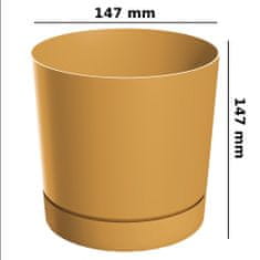 botle Okrogel cvetlični lonec s podstavkom Ø14,7 cm matirano rumene barve