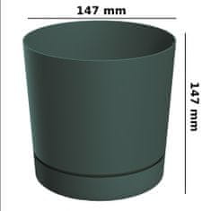 botle Okrogel cvetlični lonec s podstavkom Ø14,7 cm matirano modre barve