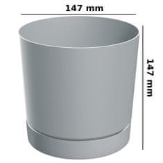 botle Okrogel cvetlični lonec s podstavkom Ø14,7 cm mat sive barve